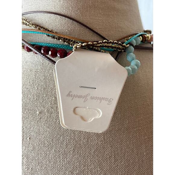 Fashion Jewelry Green Beading Gold Metal Mix Long Necklace NWT - Picture 6 of 6